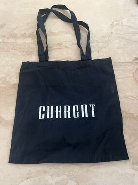 CURRENT Black Canvas Tote with White Logo 14 1/2”x14 1/2”